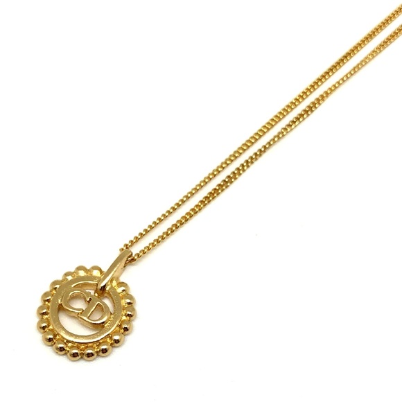 Dior Jewelry Christian Dior Necklace Gold Cd Logo Circle Womens